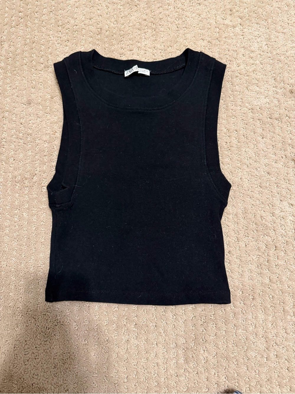 Zara Basic Rib Tank Top in Black Size S
